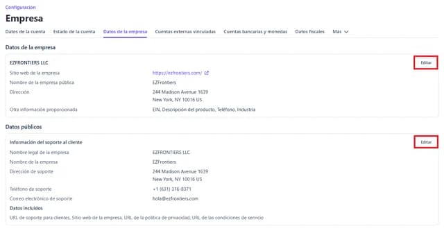 cambiar direccion llc en stripe paso 4