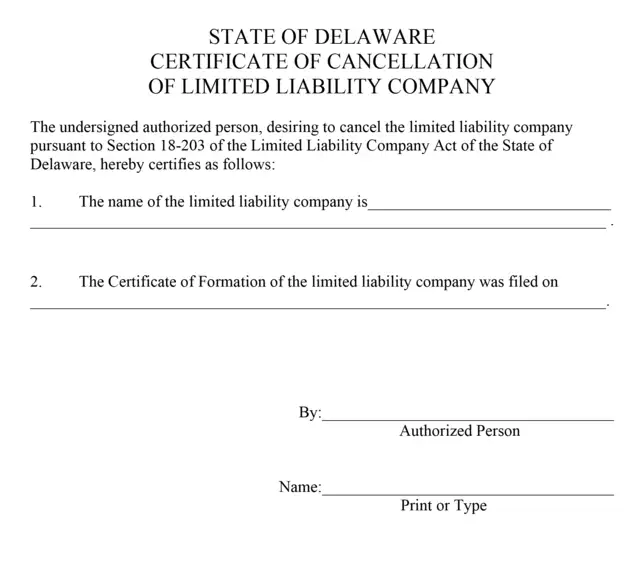 certificate of cancellation delaware