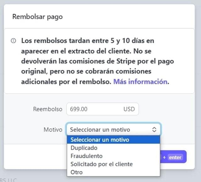 como hacer un reembolso con stripe