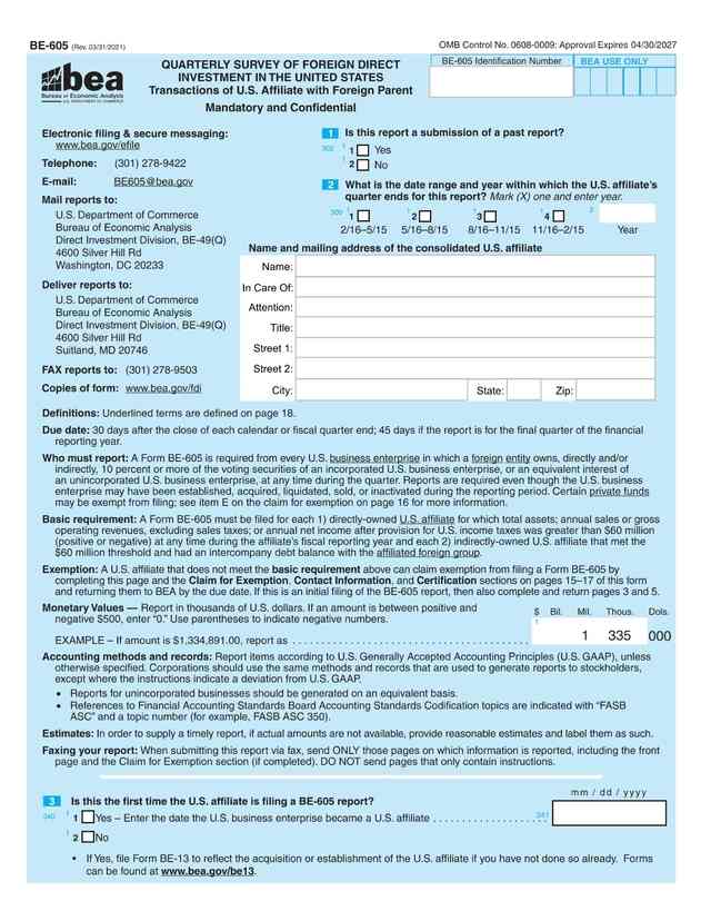 costo formulario be 605 llc