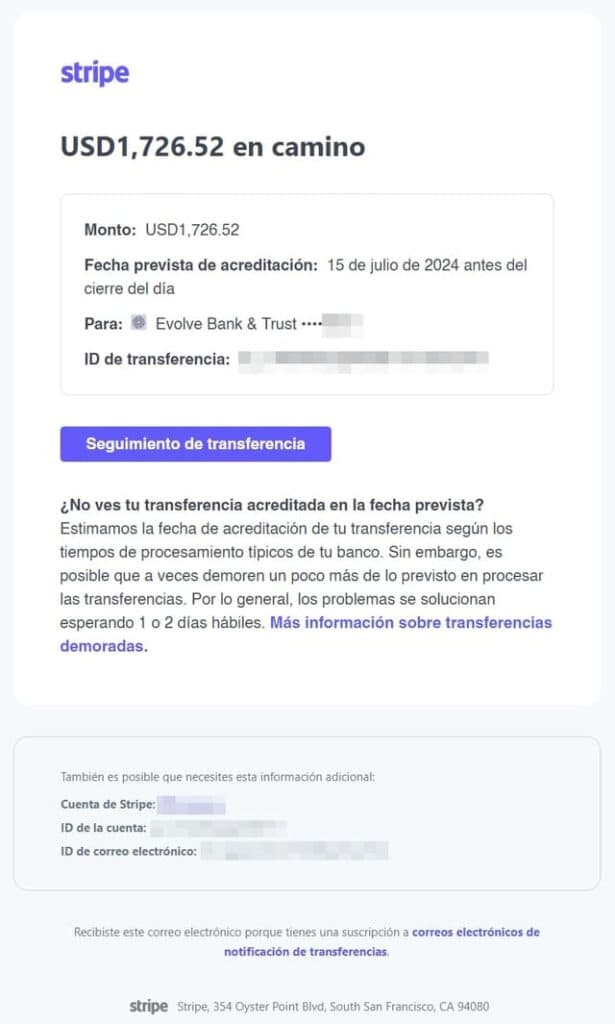 cuanto tarda en llegar el dinero de stripe