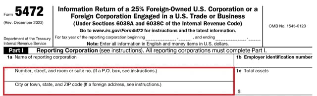 direccion llc form 5472 irs