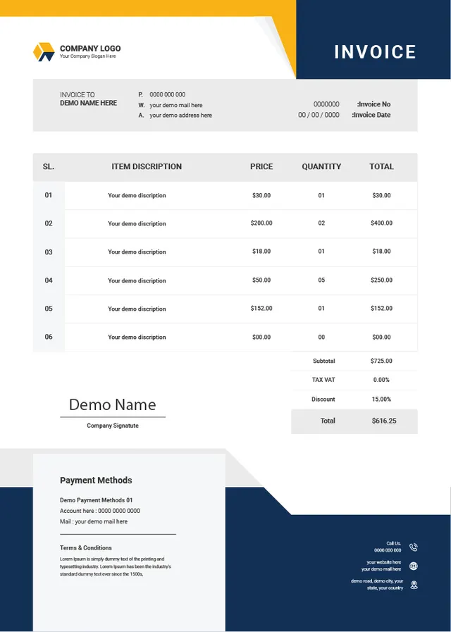 ejemplo plantilla factura llc