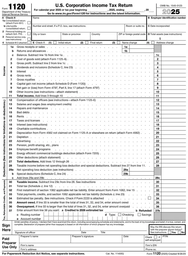 formulario 1120 en espanol