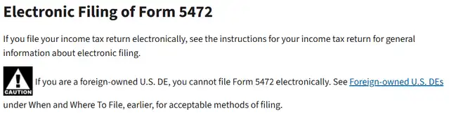 formulario 5472 efile llc foreign owned