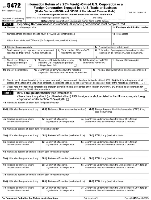 formulario 5472 en espanol