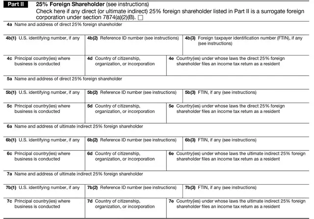 formulario 5472 parte ii