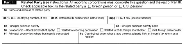 formulario 5472 parte iii