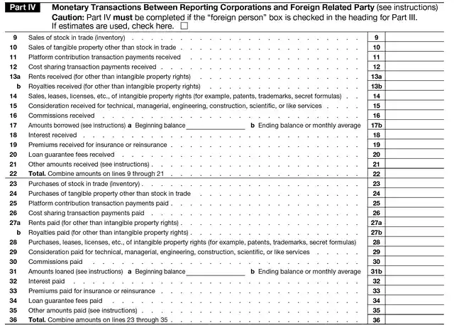 formulario 5472 parte iv