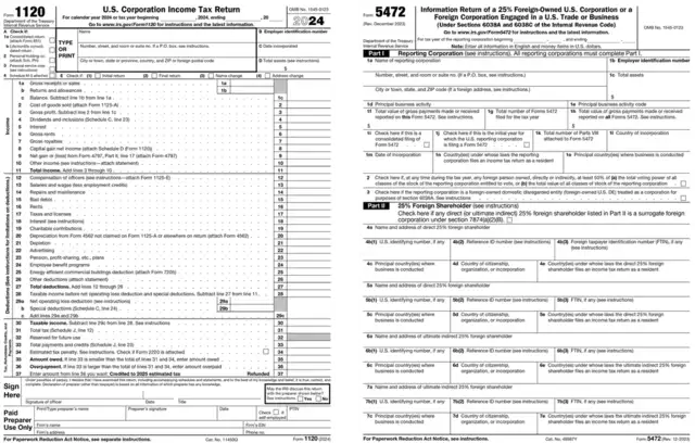 formularios 1120 5472 irs