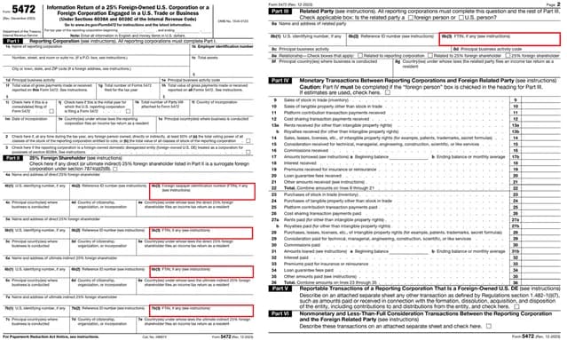ftin formulario 5472 irs