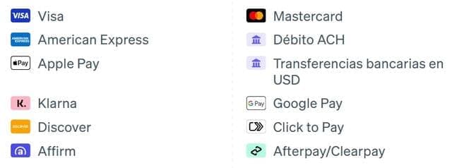 que medios de pago acepta stripe