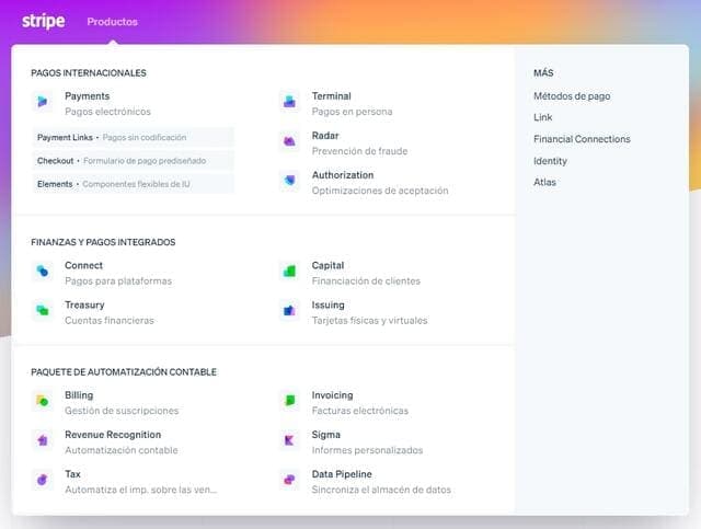 que servicios ofrece stripe