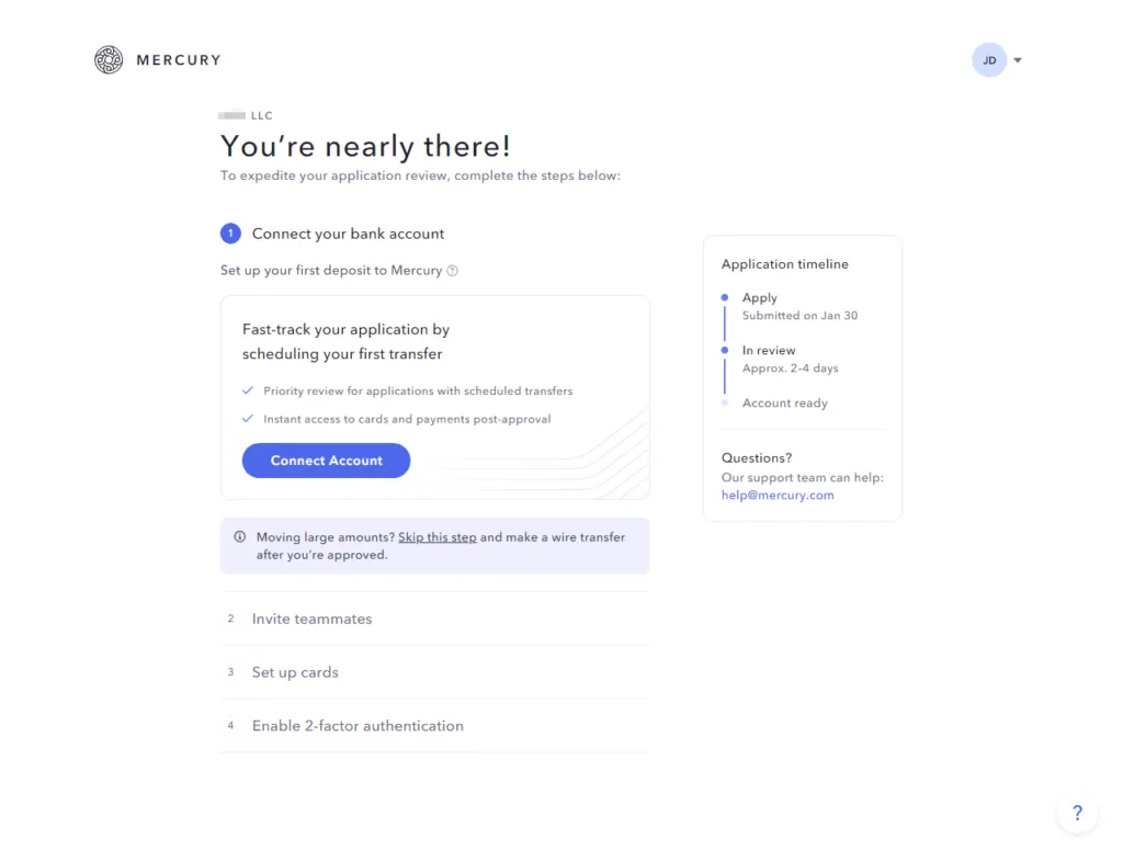 registro mercury cuenta bancaria