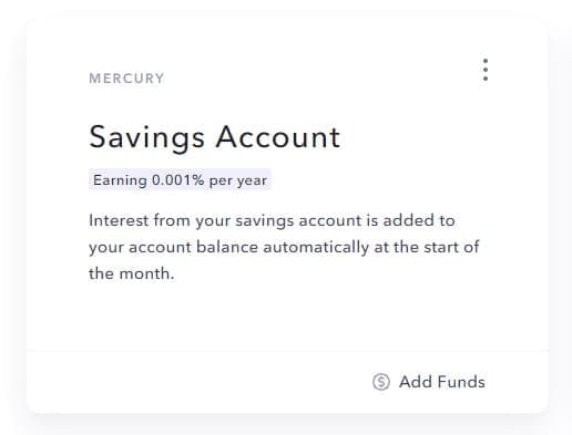 savings account mercury