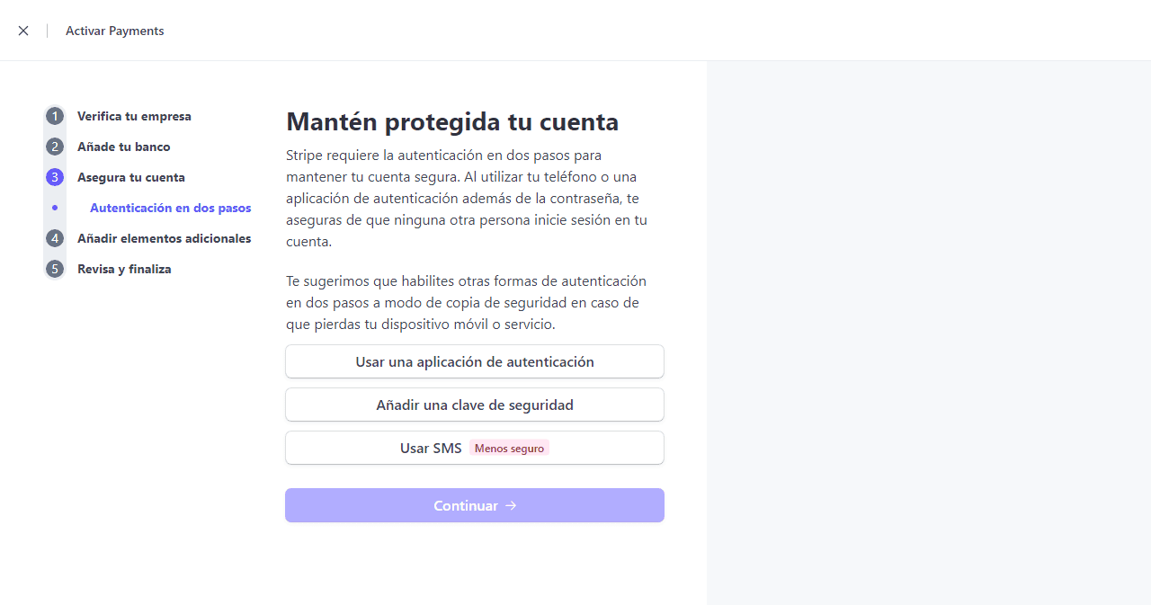 como abrir una cuenta en stripe paso 3