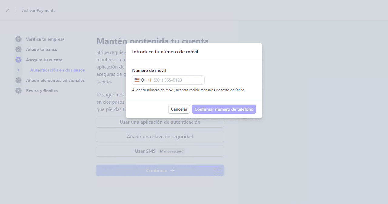 como abrir una cuenta en stripe paso 3c