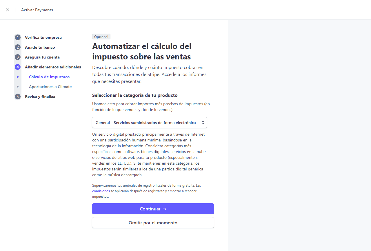 como abrir una cuenta en stripe paso 4a
