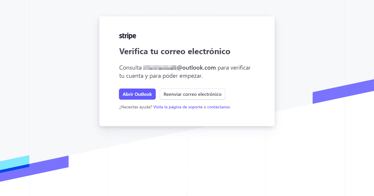 como abrir una cuenta en stripe verificar email